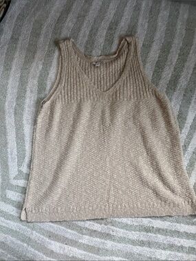 J. Jill Beige Textured Knit Sleeveless Shell